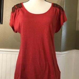 Stunning ELLE Top with metal detail on shoulders